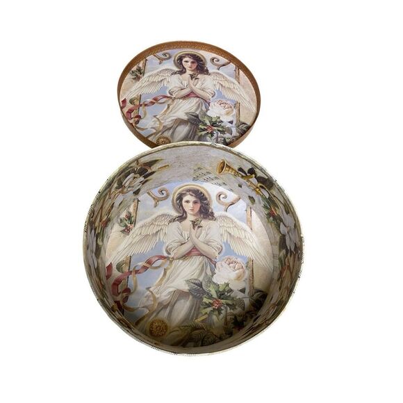 Vintage Christmas Angel Victorian Style Round Gift Hat Box Holiday Decor Xmas - Picture 2 of 10